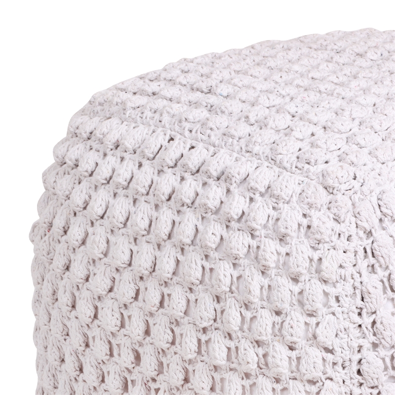 Posh Living Luc Cotton Yarn Pouf White