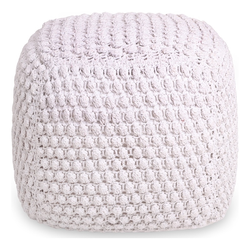 Posh Living Luc Cotton Yarn Pouf White