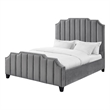 Posh Living Raylon Velvet Platform Bed Queen Size Grey