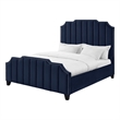 Posh Living Raylon Velvet Platform Bed Queen Size Navy