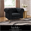 Renesmee Club Chair Black Leather PU Button Tufted Rolled Arms