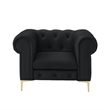 Renesmee Club Chair Black Leather PU Button Tufted Rolled Arms