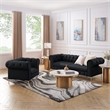 Renesmee Club Chair Black Leather PU Button Tufted Rolled Arms