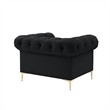 Renesmee Club Chair Black Leather PU Button Tufted Rolled Arms