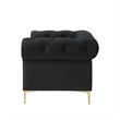 Renesmee Club Chair Black Leather PU Button Tufted Rolled Arms