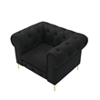 Renesmee Club Chair Black Leather PU Button Tufted Rolled Arms