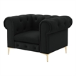 Renesmee Club Chair Black Leather PU Button Tufted Rolled Arms