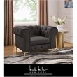 Renesmee Club Chair Brown Leather PU Button Tufted Rolled Arms