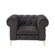 Renesmee Club Chair Brown Leather PU Button Tufted Rolled Arms