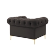 Renesmee Club Chair Brown Leather PU Button Tufted Rolled Arms