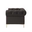 Renesmee Club Chair Brown Leather PU Button Tufted Rolled Arms