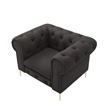 Renesmee Club Chair Brown Leather PU Button Tufted Rolled Arms