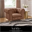 Renesmee Club Chair Camel Leather PU Button Tufted Rolled Arms