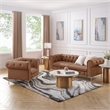 Renesmee Club Chair Camel Leather PU Button Tufted Rolled Arms
