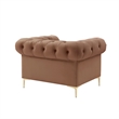Renesmee Club Chair Camel Leather PU Button Tufted Rolled Arms