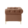 Renesmee Club Chair Camel Leather PU Button Tufted Rolled Arms
