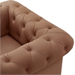 Renesmee Club Chair Camel Leather PU Button Tufted Rolled Arms
