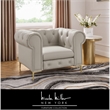 Renesmee Club Chair Gray Leather PU Button Tufted Rolled Arms
