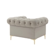 Renesmee Club Chair Gray Leather PU Button Tufted Rolled Arms