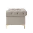 Renesmee Club Chair Gray Leather PU Button Tufted Rolled Arms