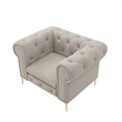 Renesmee Club Chair Gray Leather PU Button Tufted Rolled Arms