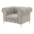 Renesmee Club Chair Gray Leather PU Button Tufted Rolled Arms
