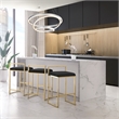 Amyah Bar Stool Black/Gold Leather PU  Geometric Frame Upholstered