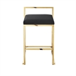 Amyah Bar Stool Black/Gold Leather PU  Geometric Frame Upholstered