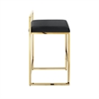 Amyah Bar Stool Black/Gold Leather PU  Geometric Frame Upholstered