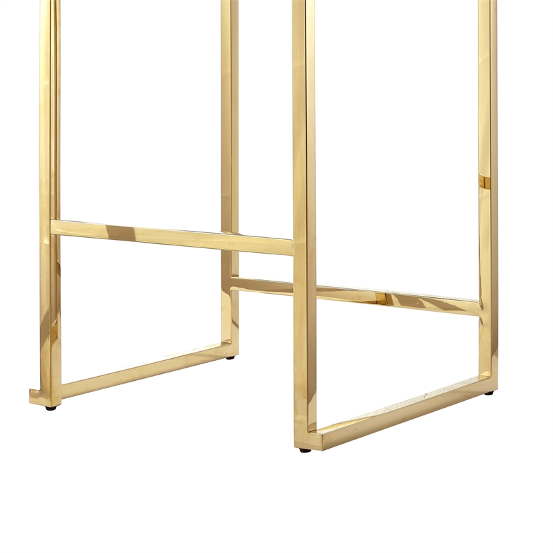 Amyah Bar Stool Black/Gold Leather PU  Geometric Frame Upholstered