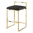 Amyah Bar Stool Black/Gold Leather PU  Geometric Frame Upholstered