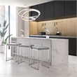 Amyah Bar Stool Grey/Chrome Leather PU  Geometric Frame Upholstered