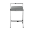 Amyah Bar Stool Grey/Chrome Leather PU  Geometric Frame Upholstered