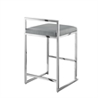 Amyah Bar Stool Grey/Chrome Leather PU  Geometric Frame Upholstered