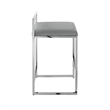Amyah Bar Stool Grey/Chrome Leather PU  Geometric Frame Upholstered