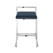 Amyah Bar Stool Navy/Chrome Leather PU  Geometric Frame Upholstered