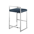 Amyah Bar Stool Navy/Chrome Leather PU  Geometric Frame Upholstered