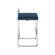 Amyah Bar Stool Navy/Chrome Leather PU  Geometric Frame Upholstered
