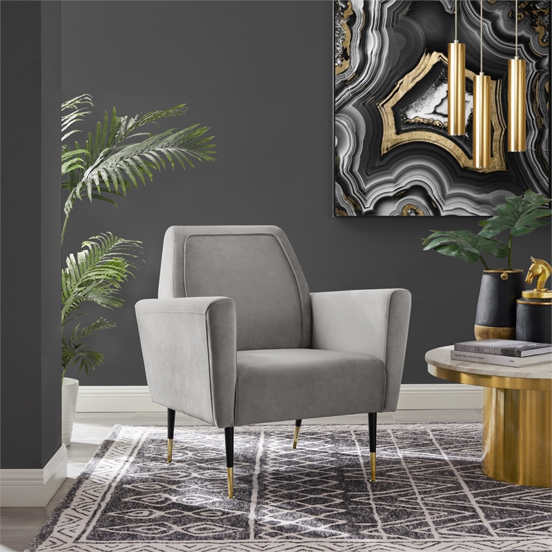 Posh Living Lex Velvet Accent Chair Gray