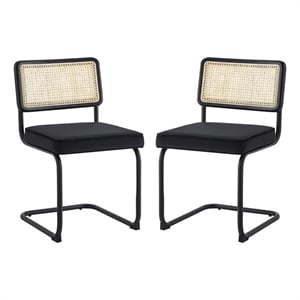 Posh Living Sherry Velvet Dining Chair Seat (Set of 2) Black