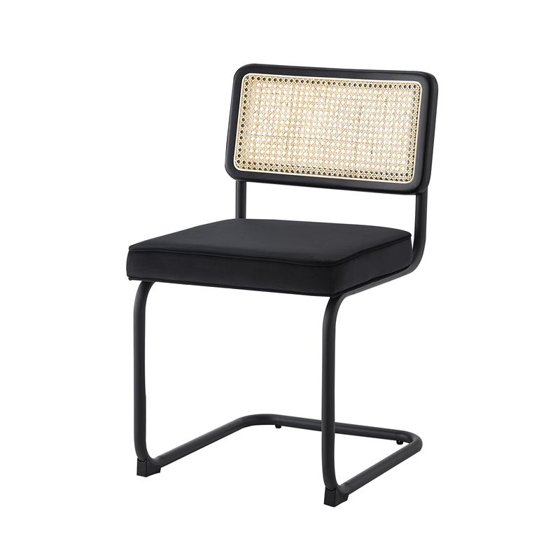 Posh Living Sherry Velvet Dining Chair Seat (Set of 2) Black