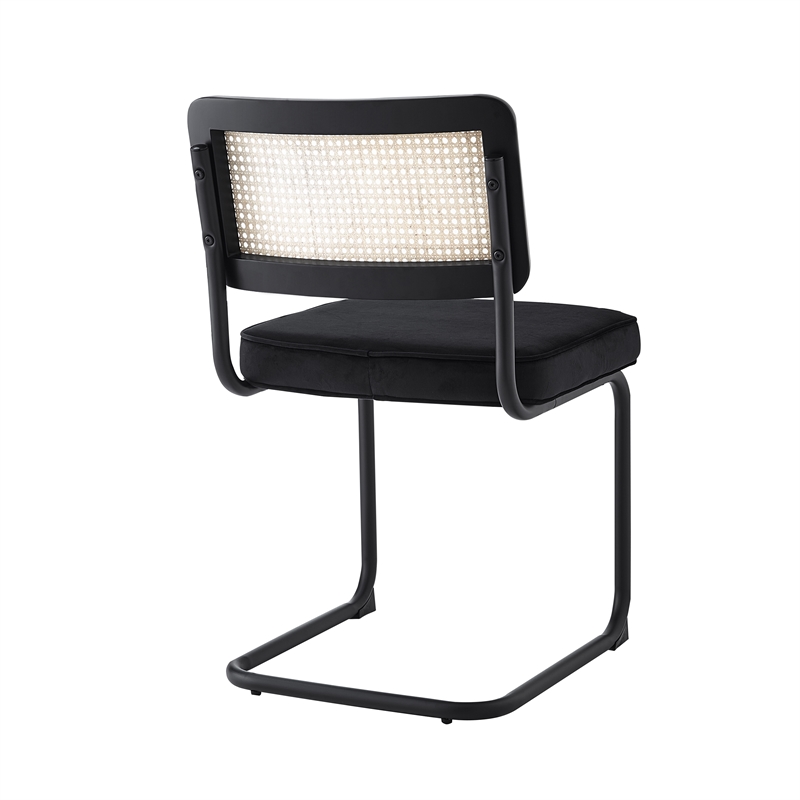 Posh Living Sherry Velvet Dining Chair Seat (Set of 2) Black