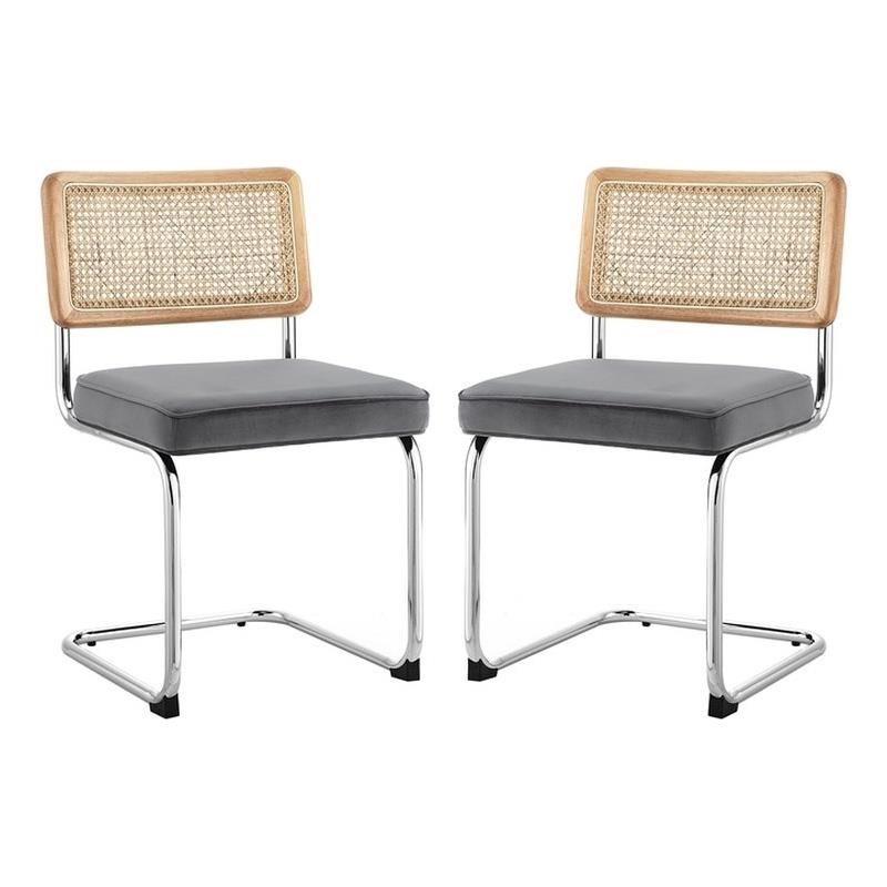 Posh Living Sherry Velvet Dining Chair Seat (Set of 2) Gray