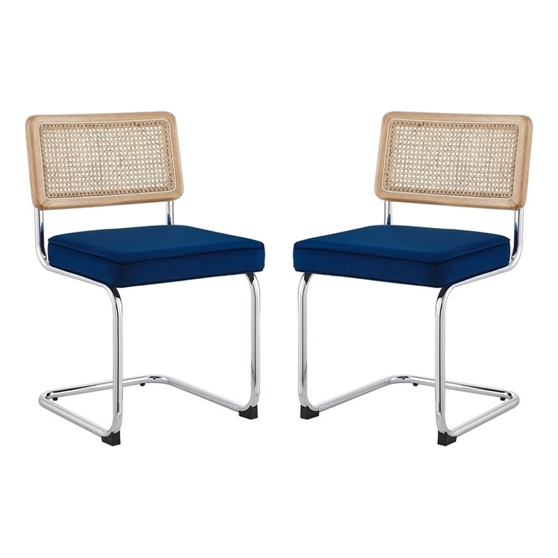 Posh Living Sherry Velvet Dining Chair Seat (Set of 2) Navy