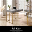 Posh Living Omer Faux Shagreen Writing Desk Gray/Gold