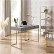 Posh Living Omer Faux Shagreen Writing Desk Gray/Gold