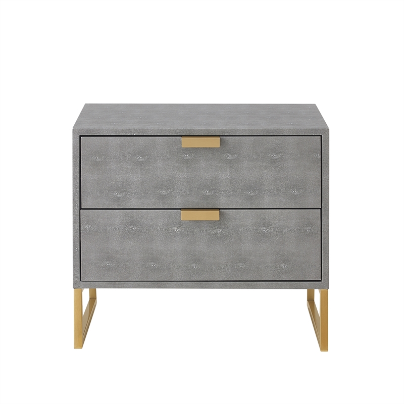 Posh Living Omer Faux Shagreen Side Table Gray/Gold