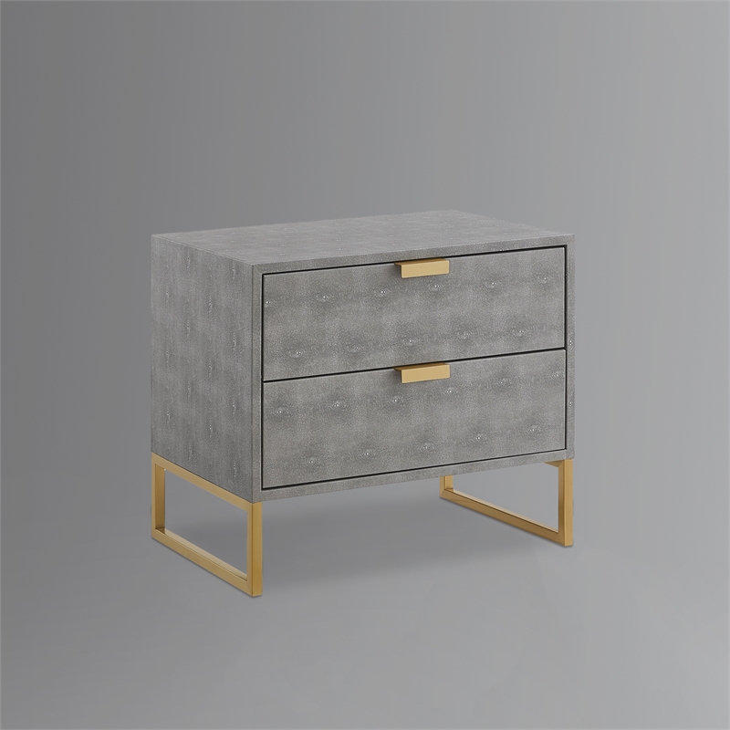 Posh Living Omer Faux Shagreen Side Table Gray/Gold