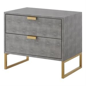 Posh Living Omer Faux Shagreen Side Table Gray/Gold