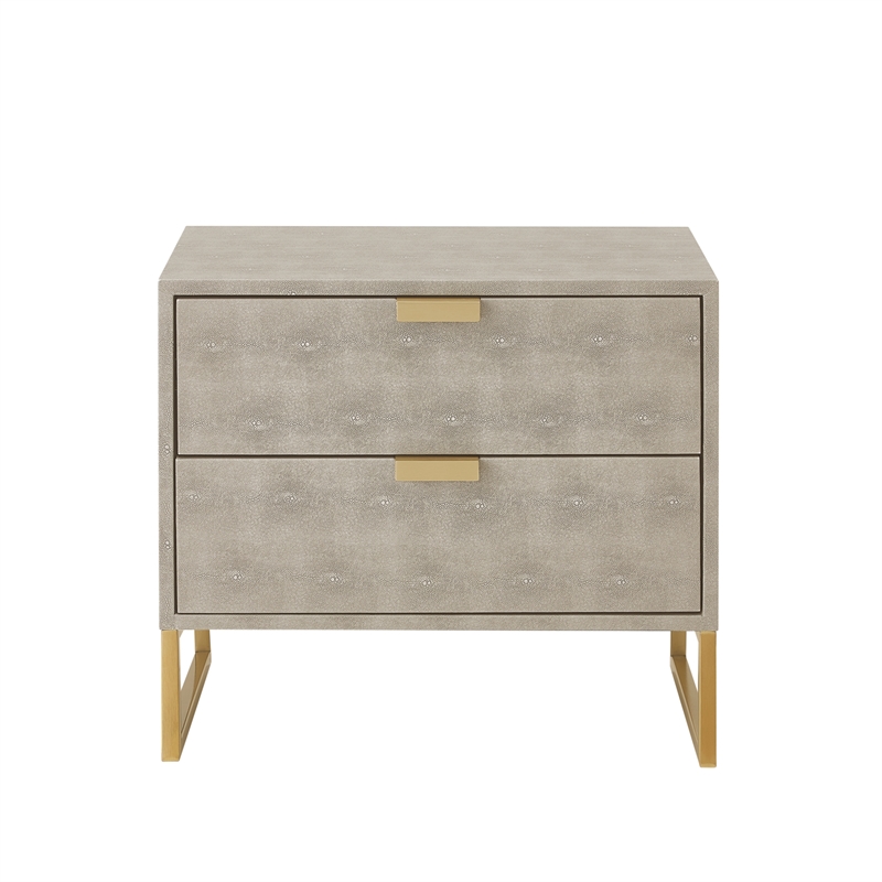 Posh Living Omer Faux Shagreen Side Table Cream White/Gold